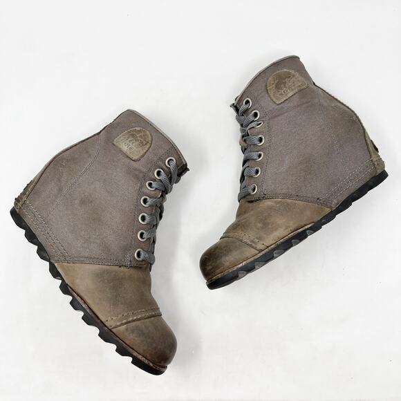 [Sorel] PDX Wedge Casual Ankle Boots Taupe Brown Lace Up Waterproof Winter 9.5 - Picture 9 of 12